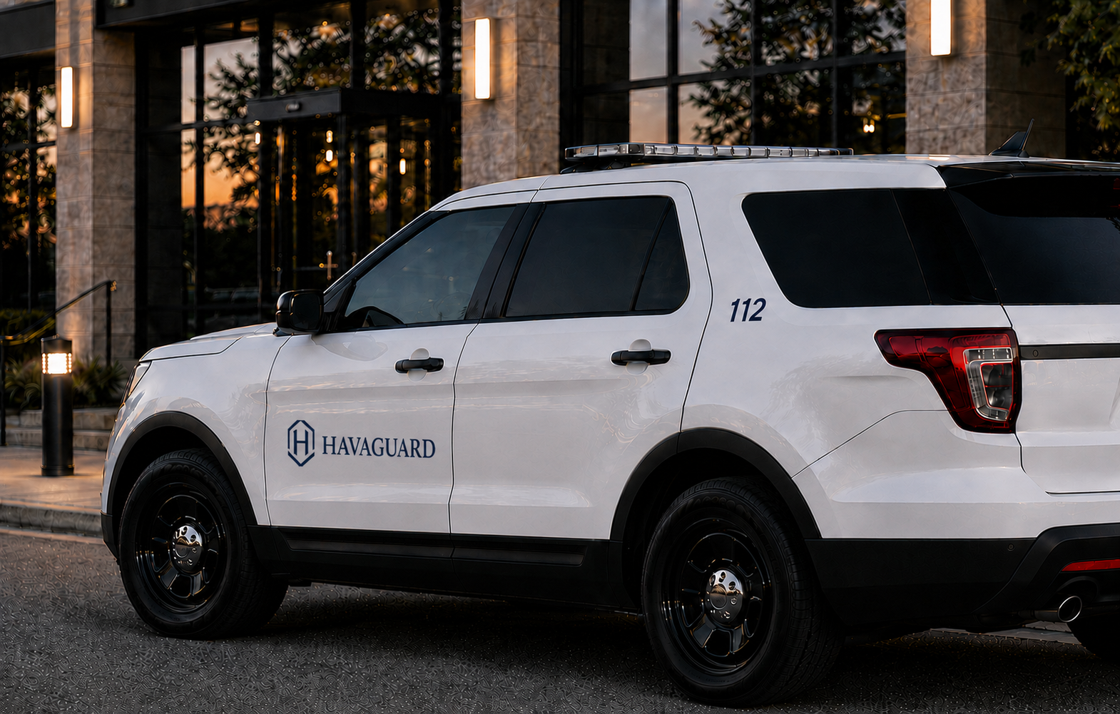 HAVAGUARD mobile patrol vehicle outside a commercial property